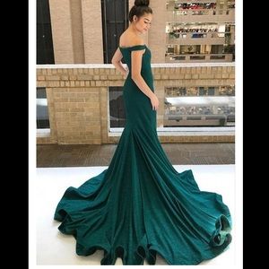 Hunter green prom dress